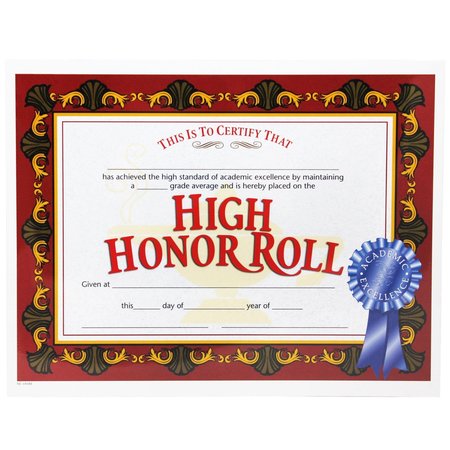 Hayes High Honor Roll Certificate, PK90 VA586